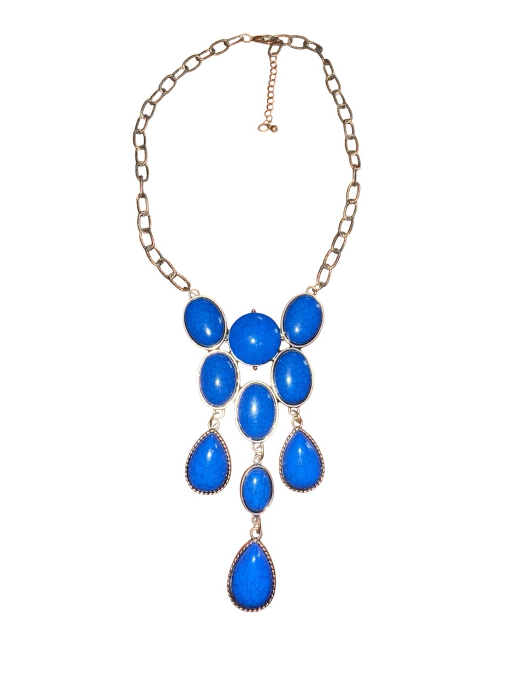 Blue Statement Bib Necklace Boho Western Turquoise Look Festival Jewelry Bold - Picture 5 of 5